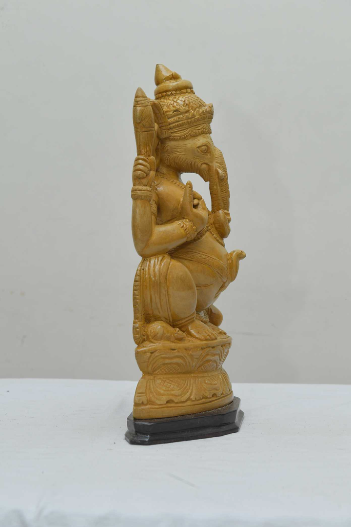 12" Ganesh Ganesha Idol Statue- Wooden Hand Carved Elephant