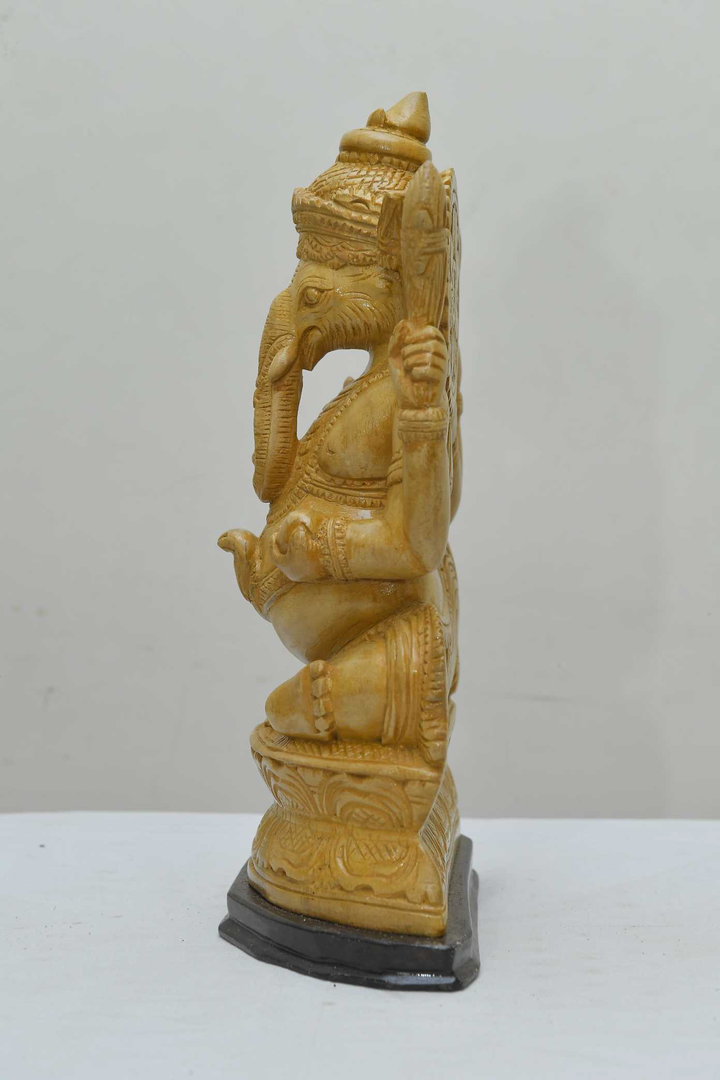 12" Ganesh Ganesha Idol Statue- Wooden Hand Carved Elephant