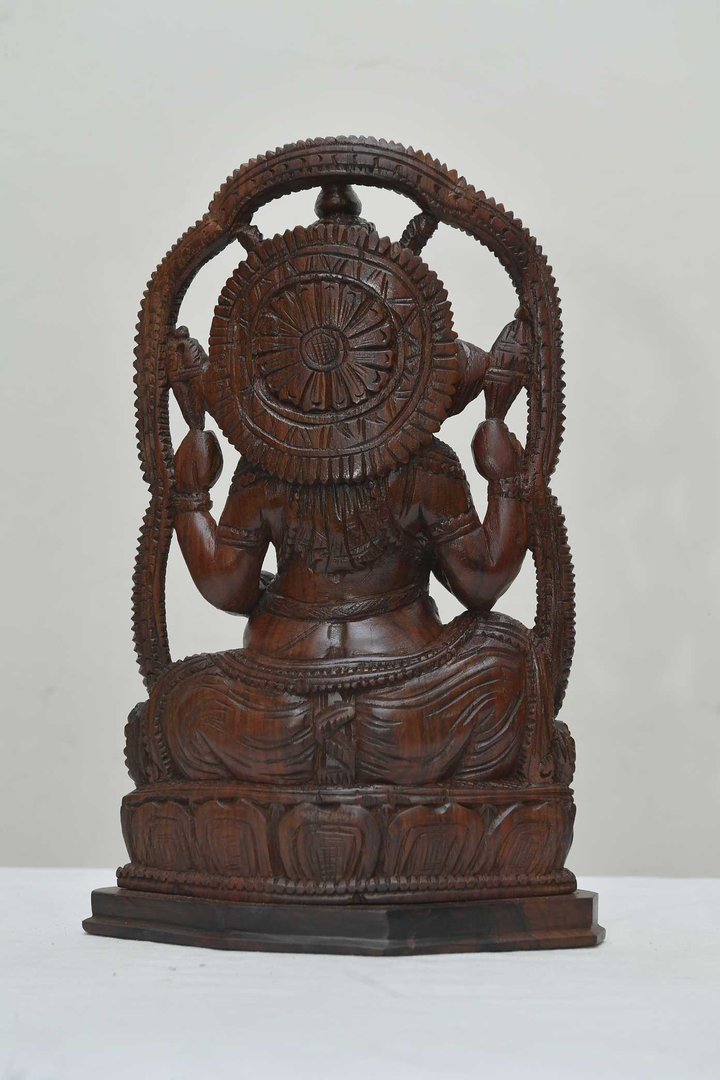 12" Ganesh Prabha Ganesha Idol Statue- Wooden Hand Carved Elephant