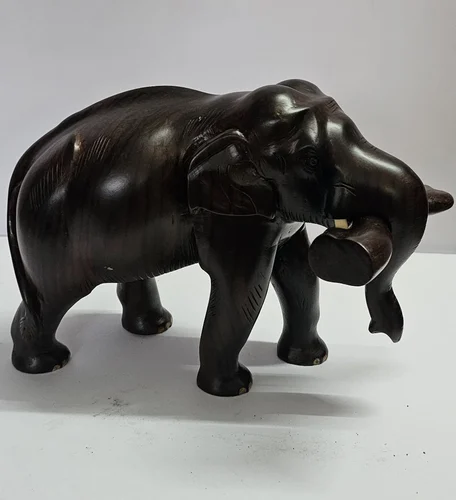 8 Inch Log Carrying Elephant Wooden Statue