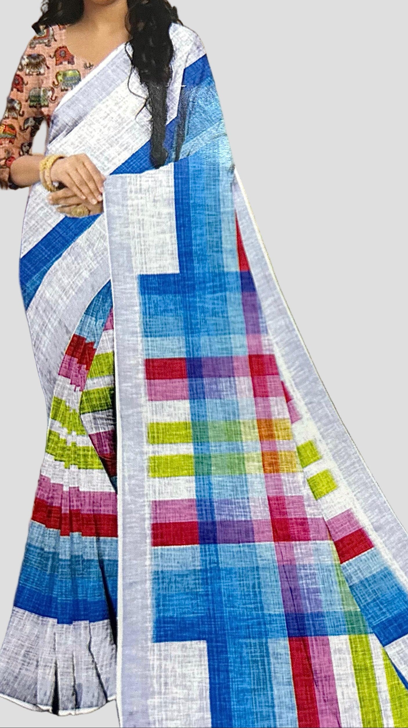 RAINBOW-LINEN SAREE