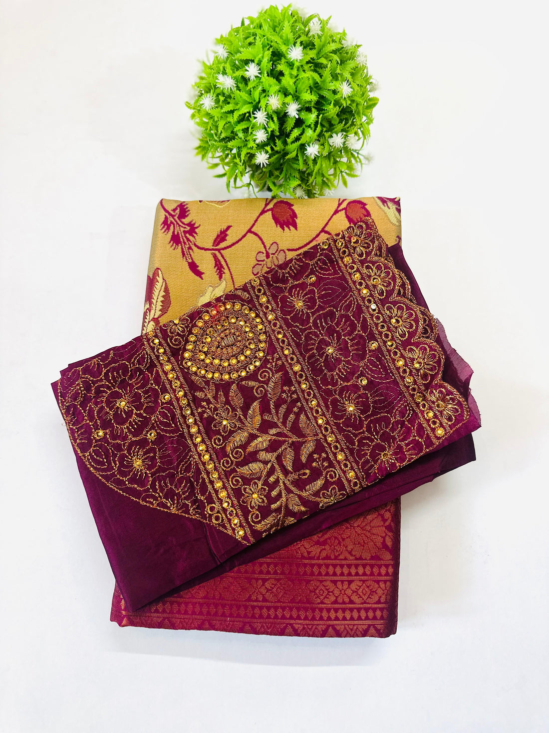 Amrutha Saree: Mustard Yellow Art Silk﻿ with Maroon Floral Elegance for Weddings & Festivals