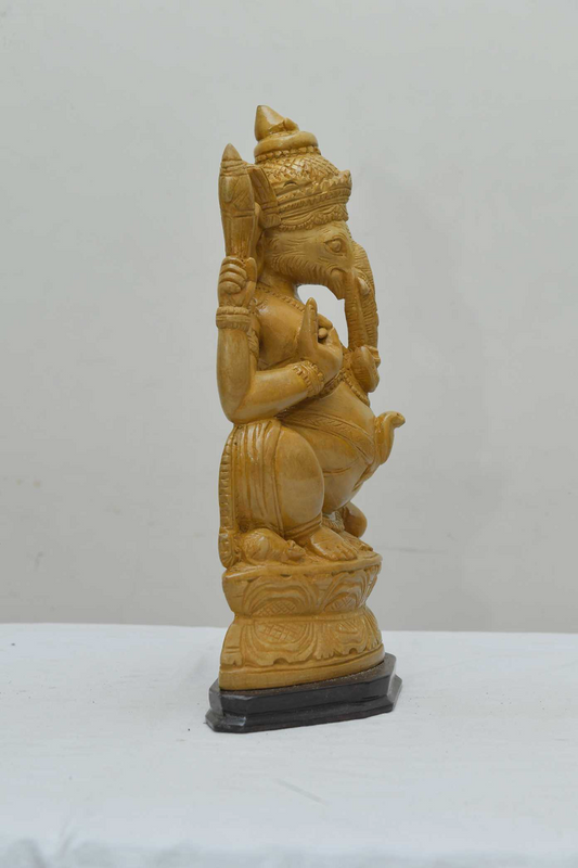 12" Ganesh Ganesha Idol Statue- Wooden Hand Carved Elephant