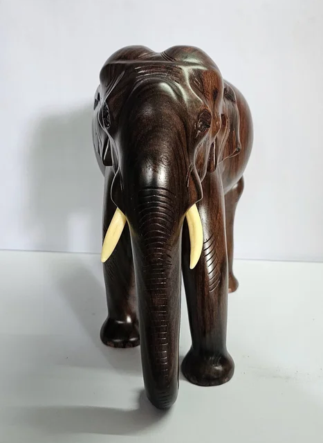 12 Inch Wooden Elephant Statue