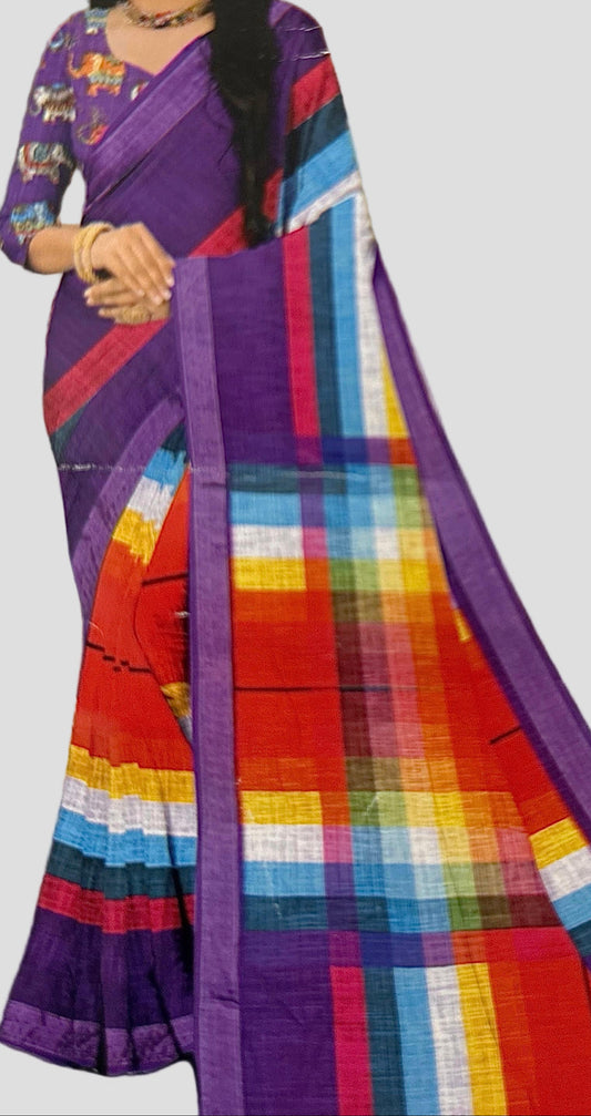 RAINBOW-LINEN SAREE