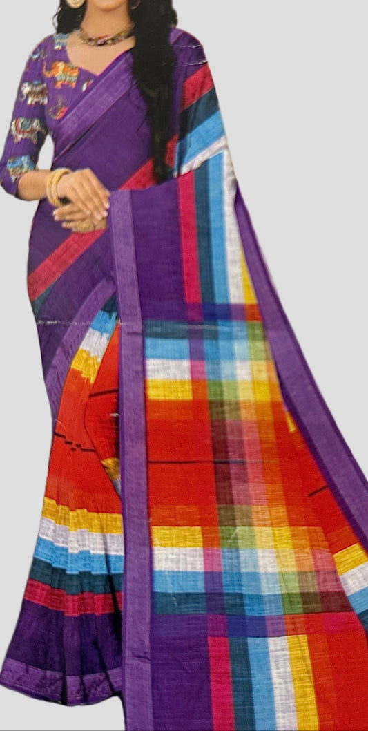 RAINBOW-LINEN SAREE