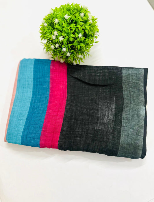 RAINBOW-LINEN SAREE