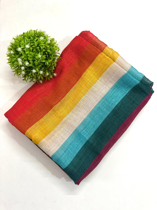 RAINBOW-LINEN SAREE