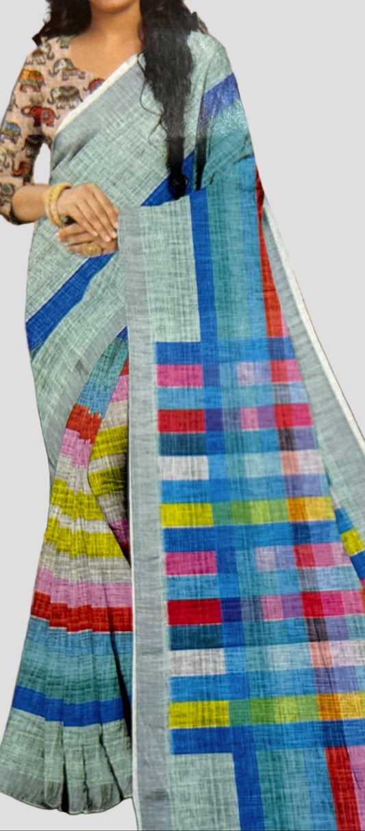 RAINBOW-LINEN SAREE