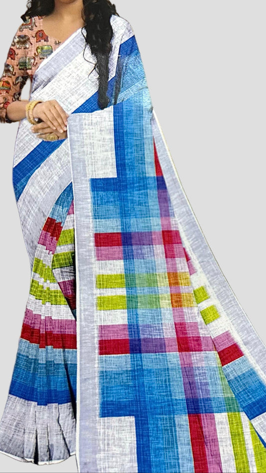 RAINBOW-LINEN SAREE