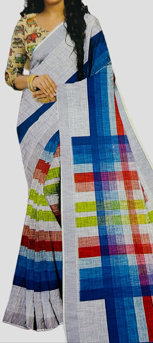 RAINBOW-LINEN SAREE