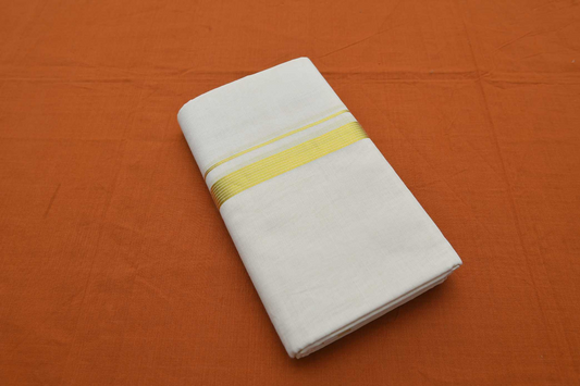 Men's Kerala Double Kasavu Mundu (100% Cotton )