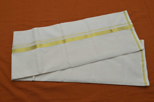 Men's Kerala Double Kasavu Mundu (100% Cotton )