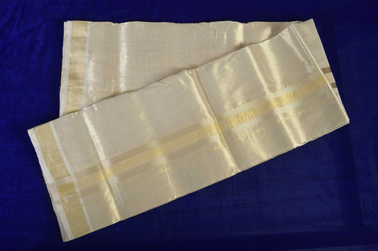 Premium Balaramapuram Handloom.Men's Kerala Tissue Kalyana Mundu (100% Cotton)