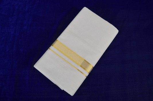 Premium Balaramapuram Handloom Men's Kerala Designed Kasavu Mundu (100% Cotton)