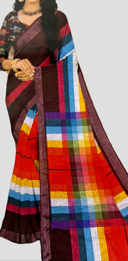 RAINBOW-LINEN SAREE