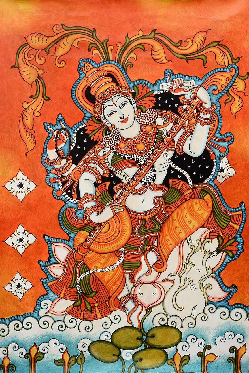 BVM225 Mural painting of Goddess Saraswati