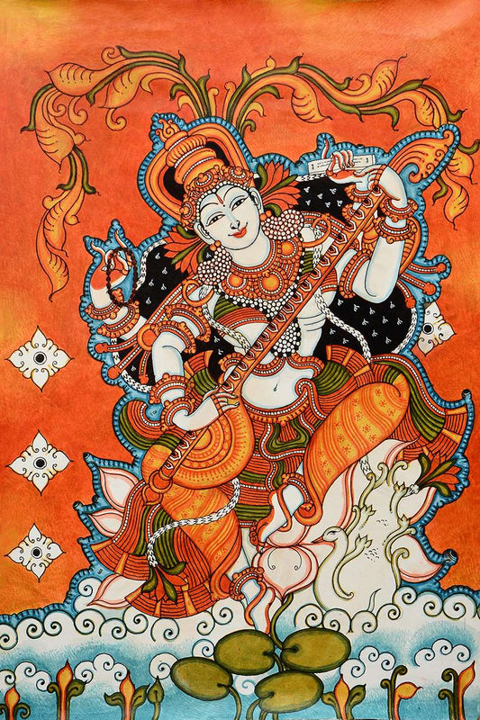 BVM225 Mural painting of Goddess Saraswati