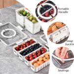 4-Compartment Fridge Organizer Bin with Lid and Handle – Divided Vegetable Tray & Snack Box – 4 Removable Storage Containers for Fruits, Veggies, and Meal Prep (1-Piece) - Image 4