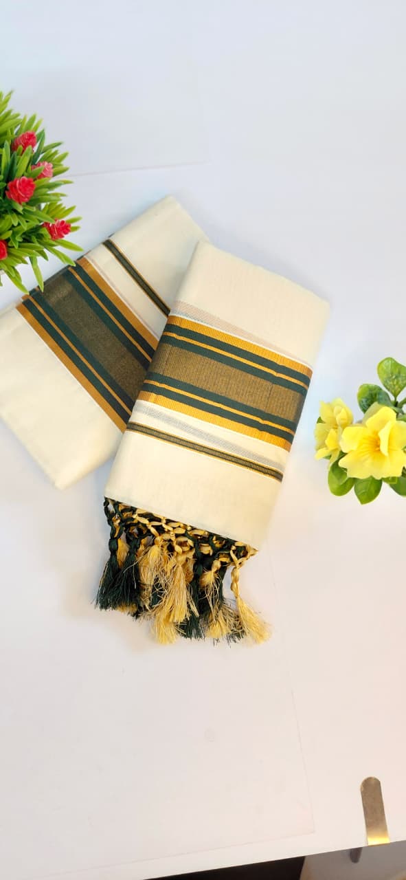 Kerala Handloom Single Set Mund - Image 1