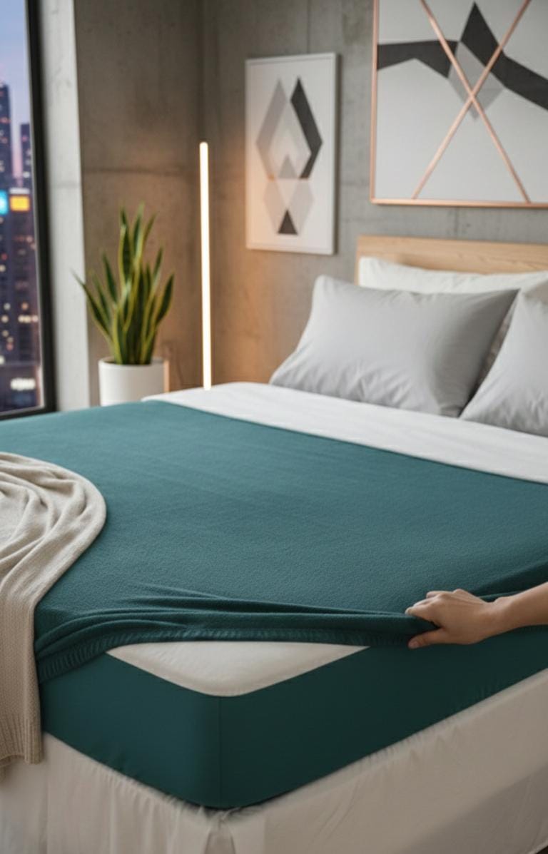 100% Waterproof Premium Cotton Feel Mattress Protector King Size 78x72 Inch|Ultra Soft Breathable & Fitted Bed Protector Terry Cover Double Bed - Image 1