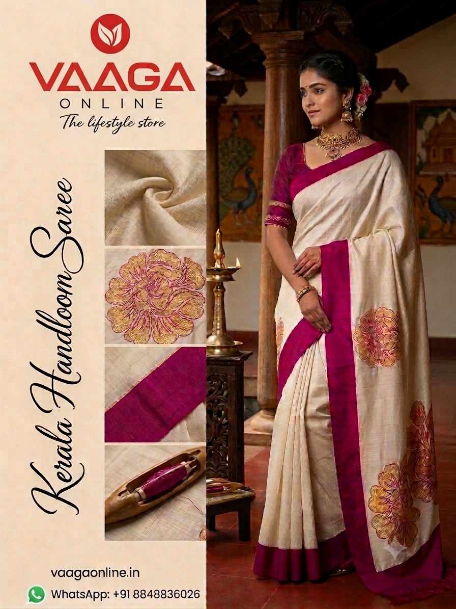 Kerala Handloom Saree - Image 1