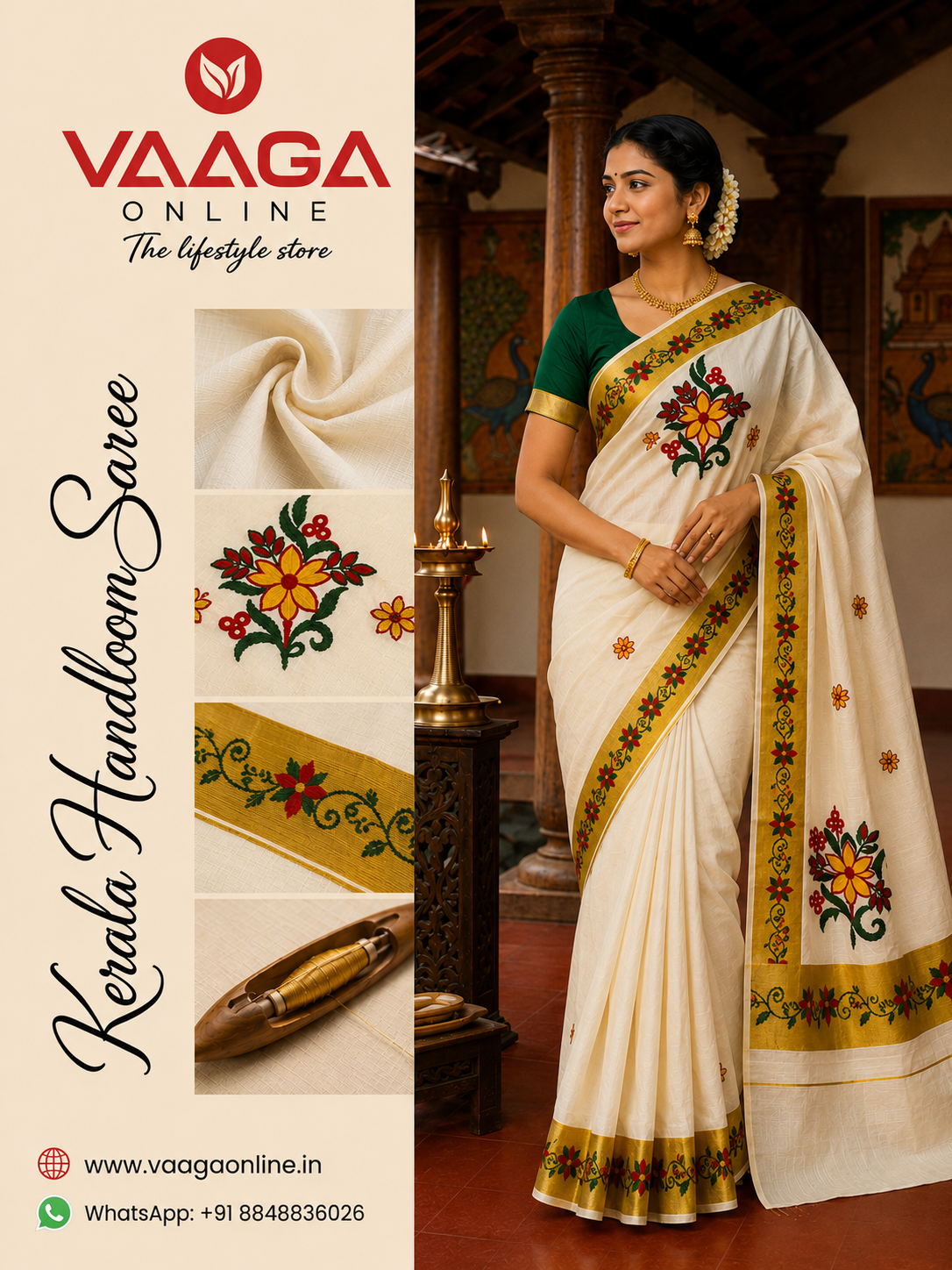 Kerala Handloom Saree - Image 1