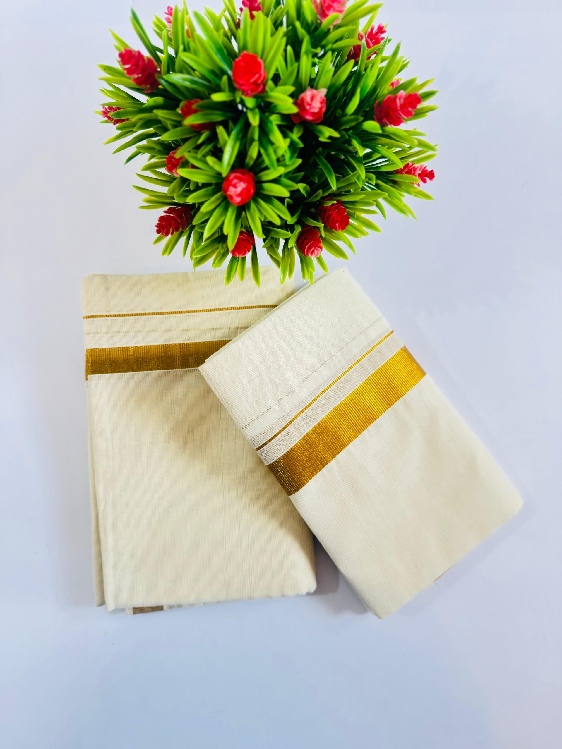 Kerala Cotton Set Mundu (Single) - Image 1