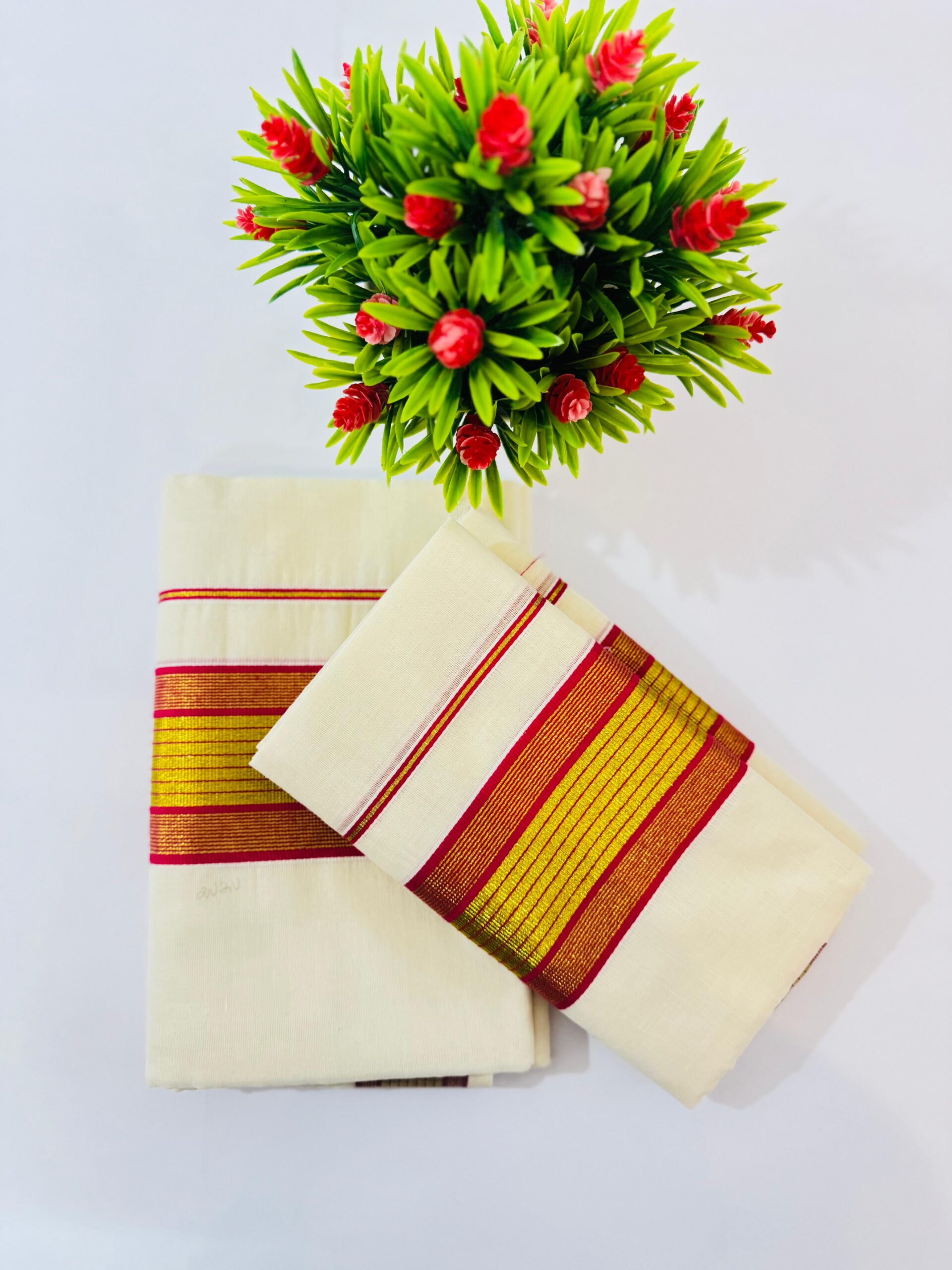 Kerala Cotton Set Mundu (Single) - Image 1
