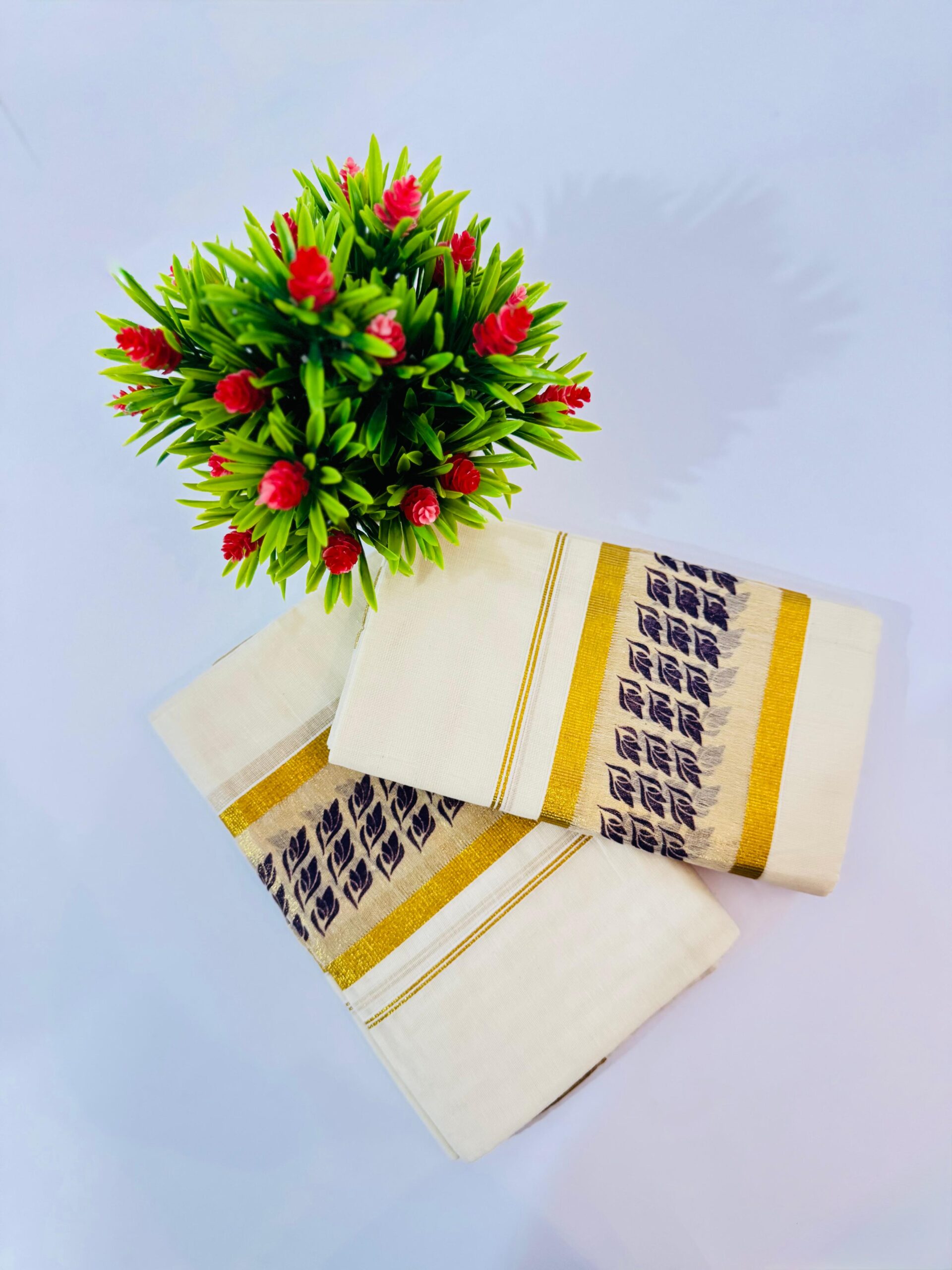 Kerala Cotton Set Mundu (Single) - Image 1