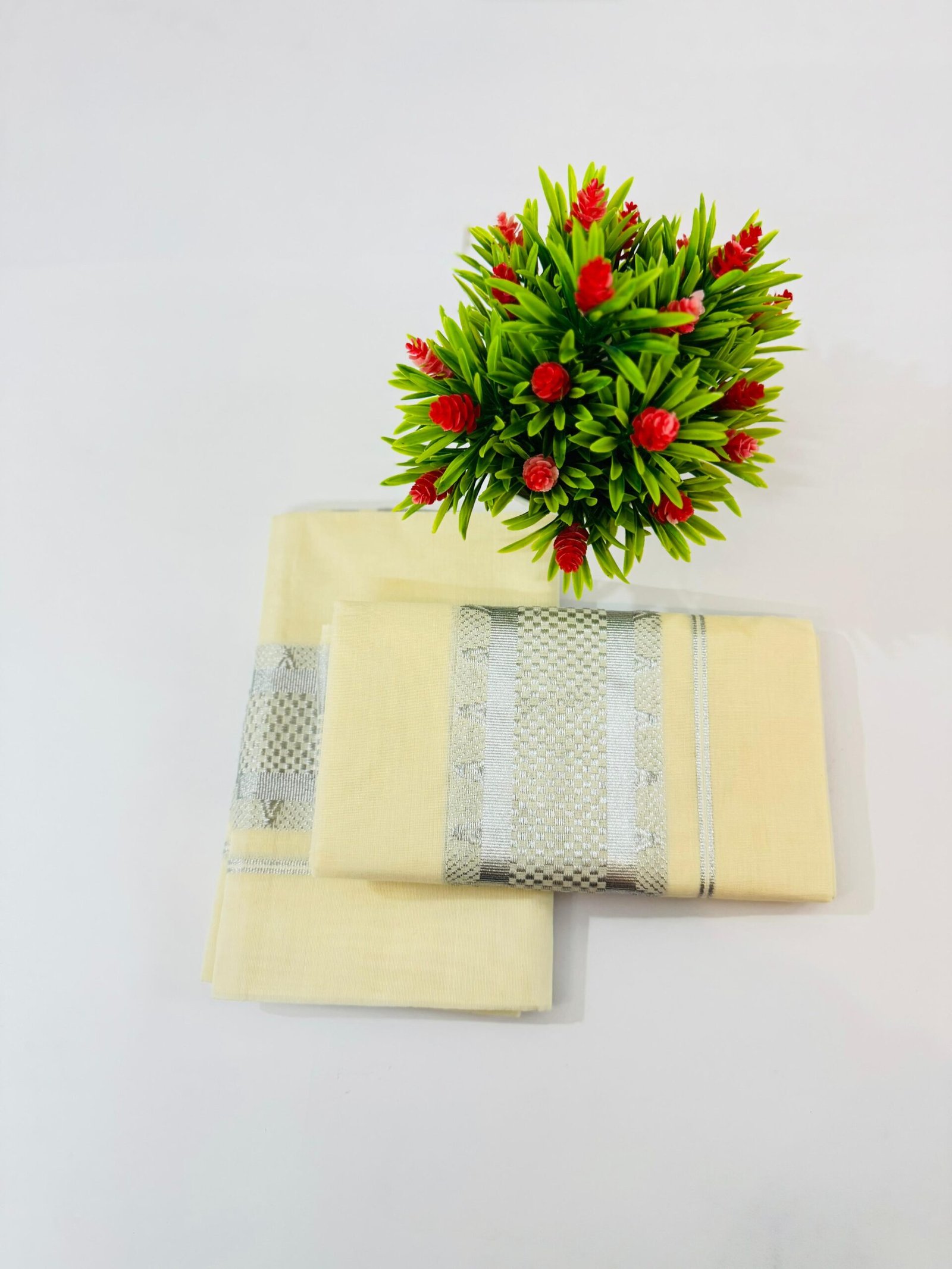 SP013B (2) Kerala Cotton Set Mundu (Single) - Image 1