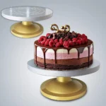 Cake Decorating & Icing Turntable | Signature Edition 12-Inch 360° Rotating Cake Stand for Baking & Serving | Plastic Cake Turntable with Silver Top & Golden Base | Professional Cake Decorating Stand