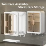 Plastic Wall Mounted Self Adhesive Bathroom Shelf Storage Cabinet for Kitchen Multipurpose Organizer with Doors and Shelves (Material- Plastic, White, Pack of 1 - Image 5