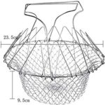 Foldable Steam Rinse Deep Frying Basket, Stainless Steel Fry French Basket Strainer Net Fried Filter Drainage Rack for Fried Food or Fruits Multifunctional Kitchen Cooking Tool - Image 2