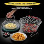 Foldable Steam Rinse Deep Frying Basket, Stainless Steel Fry French Basket Strainer Net Fried Filter Drainage Rack for Fried Food or Fruits Multifunctional Kitchen Cooking Tool - Image 6