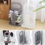 Wall Mounted Hanging Mesh Laundry Basket Toiletry Organization Washing Bin Home Portable Magic Sticker Plastic Laundry Hamper Bag for Bathroom Bedroom Dirty Clothes - Image 3