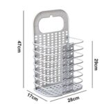 Wall Mounted Hanging Mesh Laundry Basket Toiletry Organization Washing Bin Home Portable Magic Sticker Plastic Laundry Hamper Bag for Bathroom Bedroom Dirty Clothes - Image 2