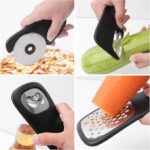 Kitchen Unique Gadgets Set 6 Pieces, Space Saving, Cheese Grater, Bottle Opener, Fruit Vegetable Peeler, Pizza Cutter, Garlic Ginger Grinder, Herb Stripper Kitchen Tools Set - Image 2