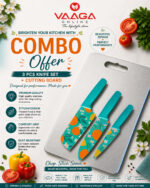 Steel Chopping board +3 pcs Knife